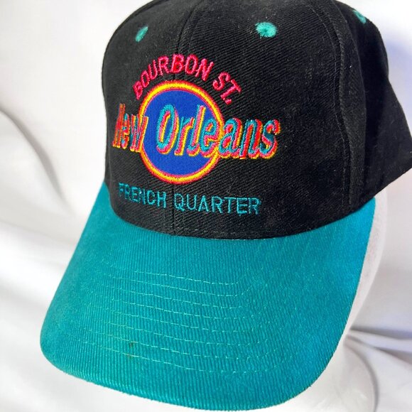 New Orleans Bourbon St. French Quarter-Black/Pink/Aqua-3D Look Embroidered-LS - Picture 1 of 13